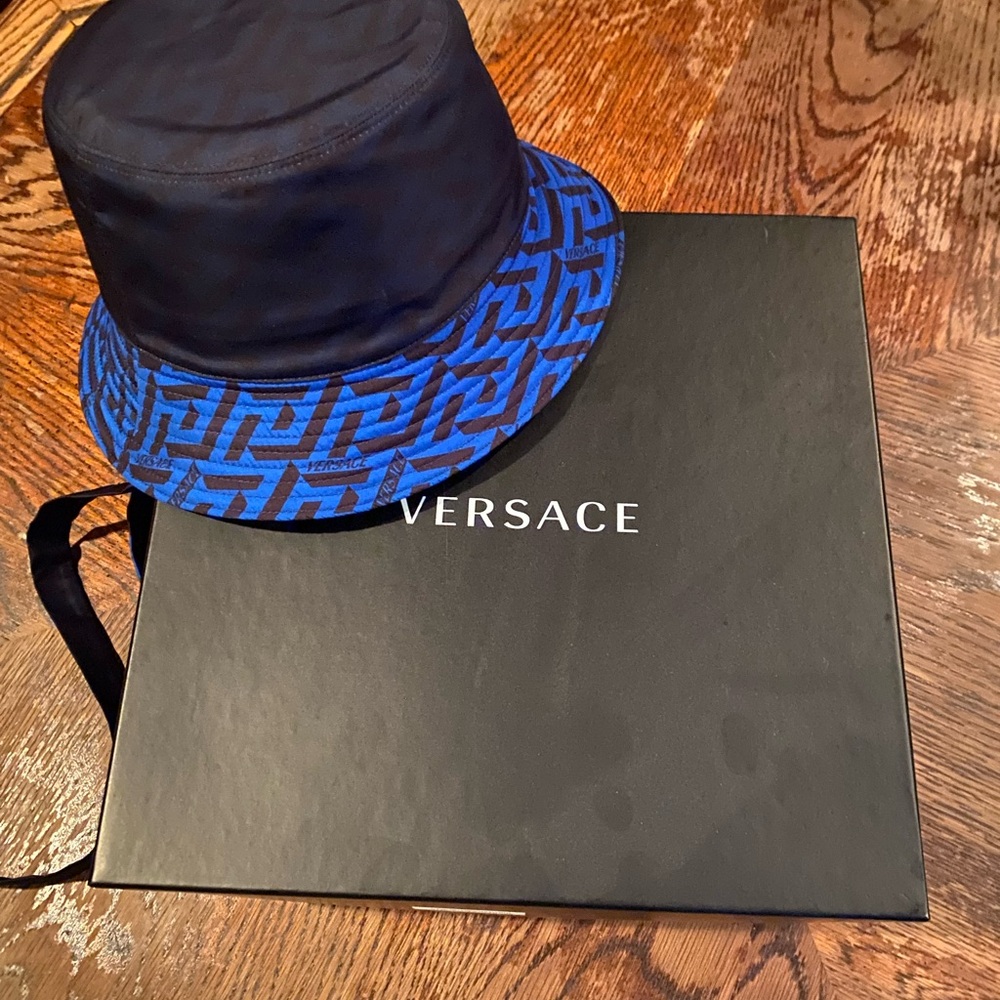 Versace Blue and Black Bucket Hat